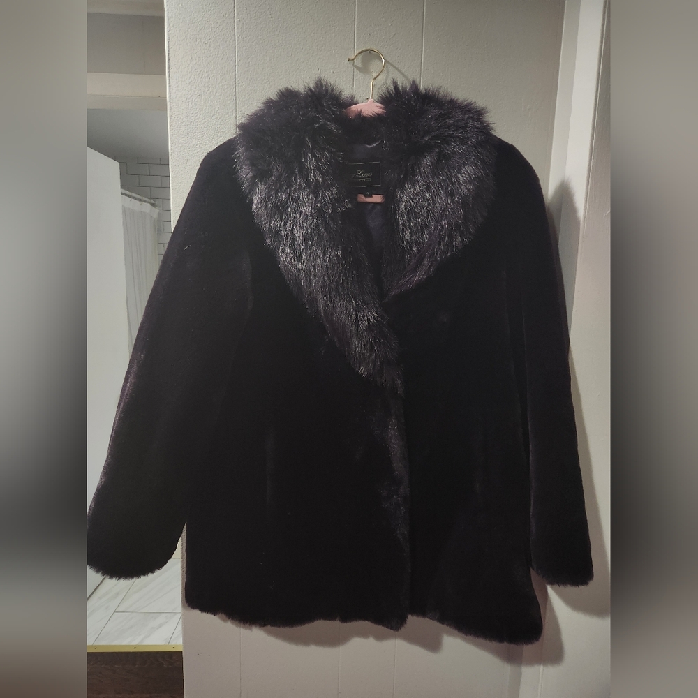 Vintage Royal Purple Terry Lewis Faux Fur Coat S